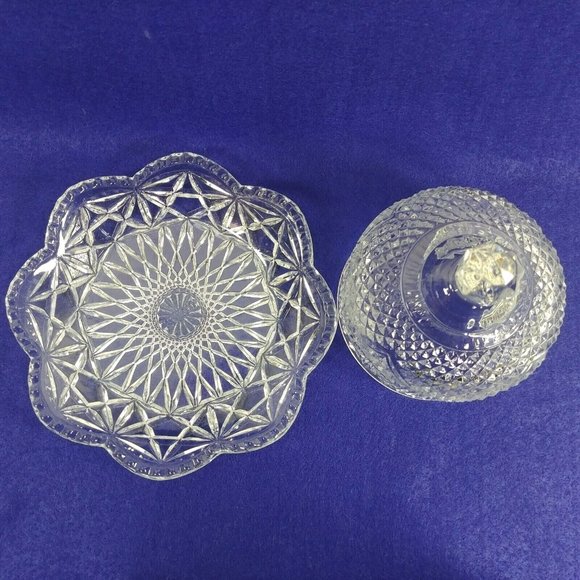 Avon Glass Butter Cheese Tray w/ Dome Cloche Bottom Marked - Picture 4 of 8
